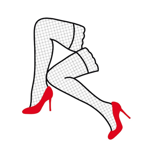 Premium Vector | Women s legs in stockings and red shoes vector ...