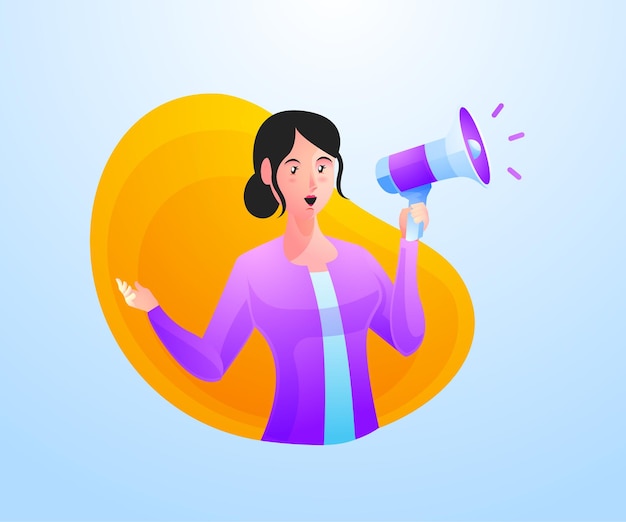 Premium Vector | Women screams using megaphones