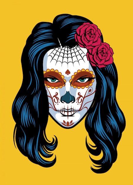 Download Premium Vector | Women on sugar skull make of dia de los ...