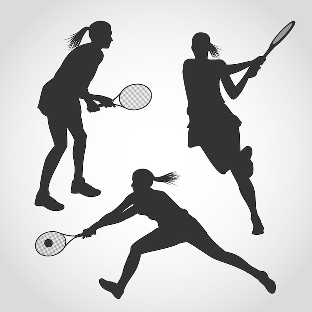 プレミアムベクター 女性テニス選手のシルエット