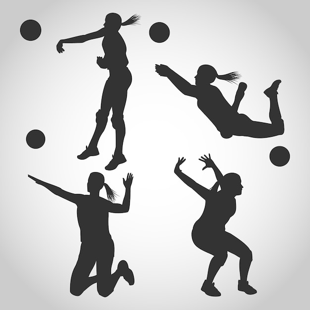 Download Women volleyball player silhouette | Premium Vector