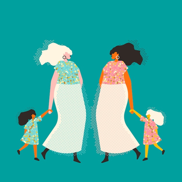 Premium Vector | Women with children