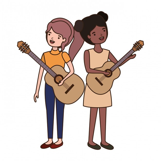 Premium Vector | Women with musical instruments character