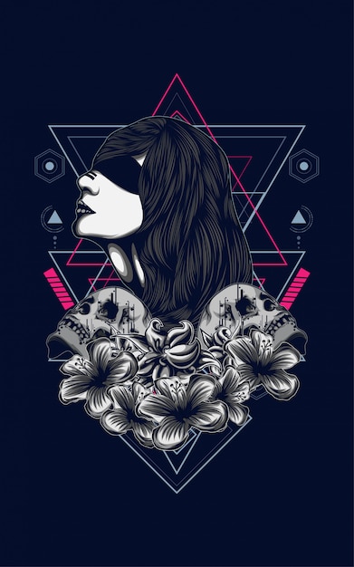 Download Women with skull | Premium Vector