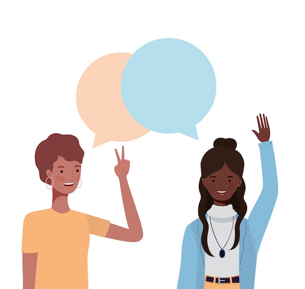 Premium Vector | Women with speech bubble avatar character