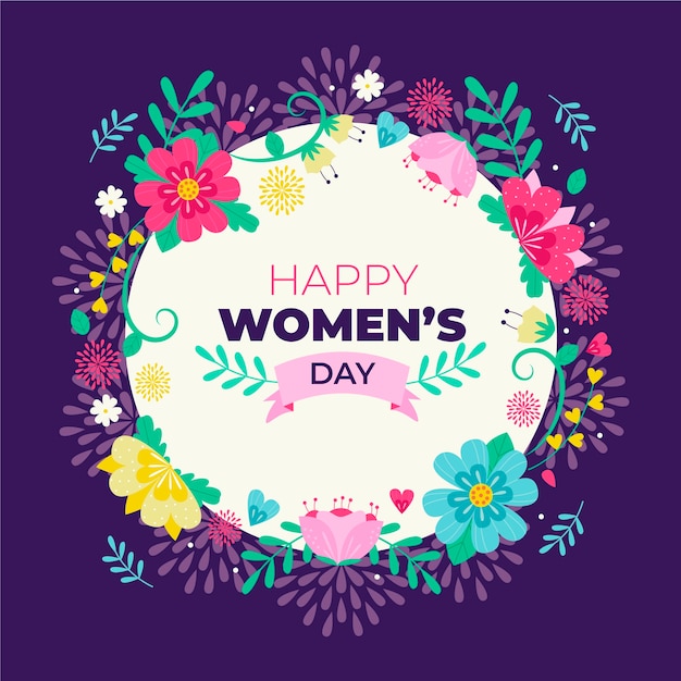 Womens day celebration theme with flowers Free Vector