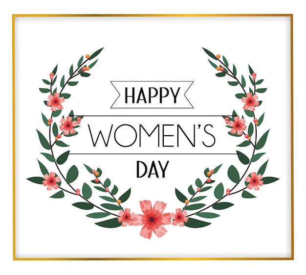 Premium Vector Womens day celebration with flowers and leaves