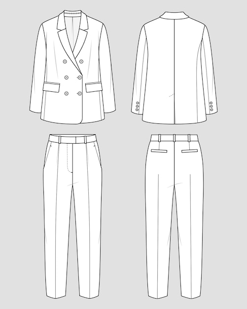 Premium Vector | Womens oversized suit. fashion sketch. flat technical ...