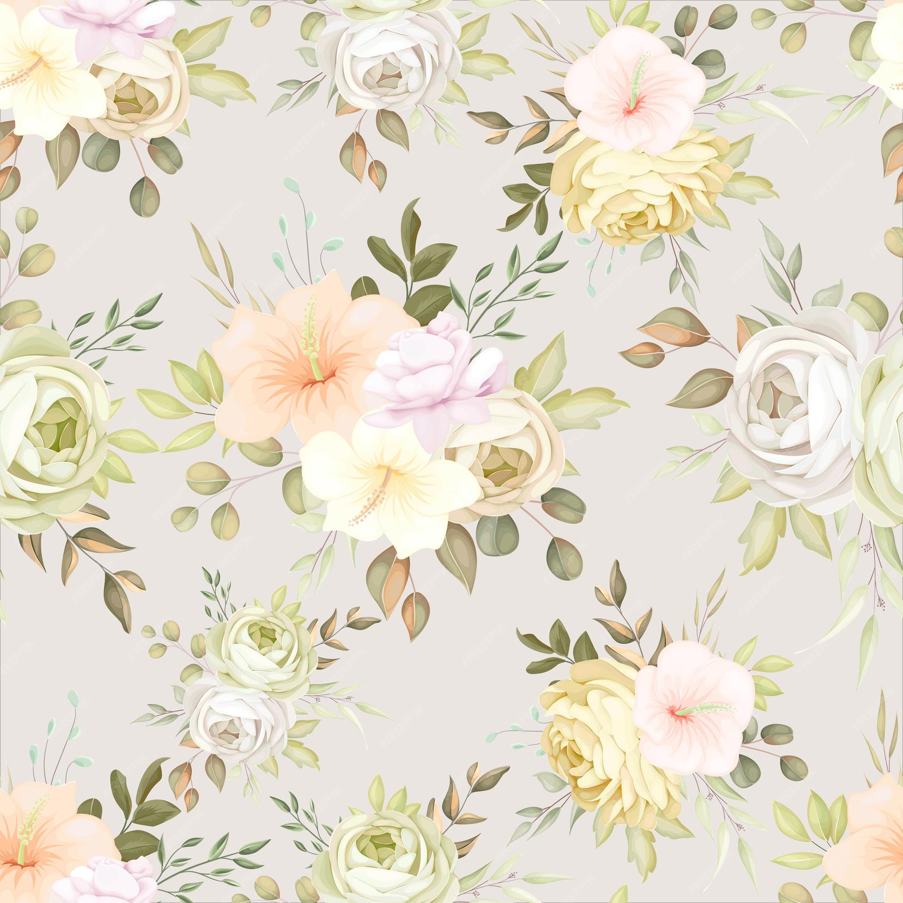 Free Vector | Wonderful autumn fall floral seamless pattern