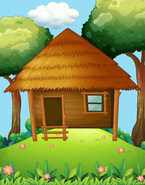 Wood Cabin On The Hill Vector Free Download