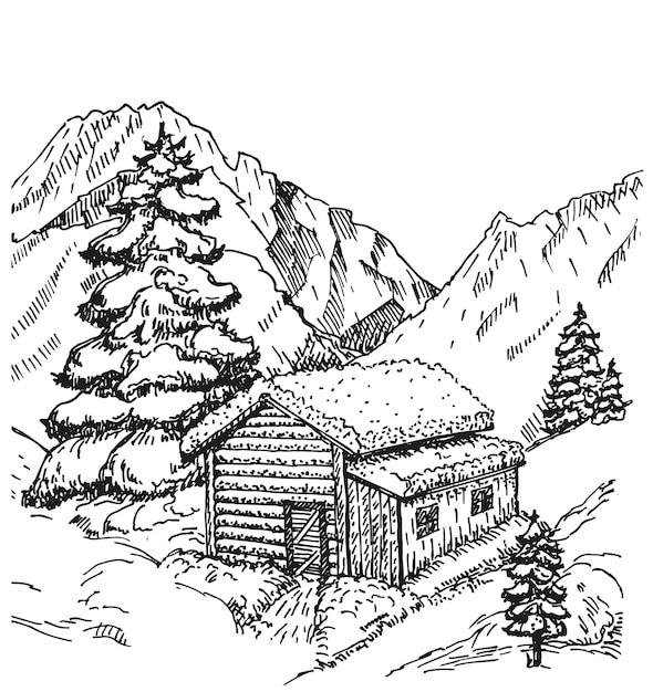 Cabin Drawing Christmas - Check out our cabin drawing selection for the