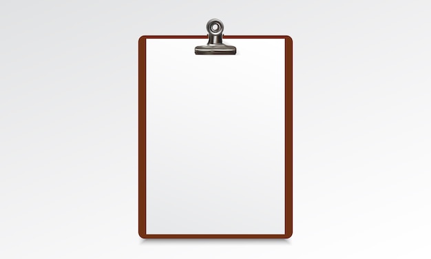 Wood clipboard with blank paper sheet Premium Vector