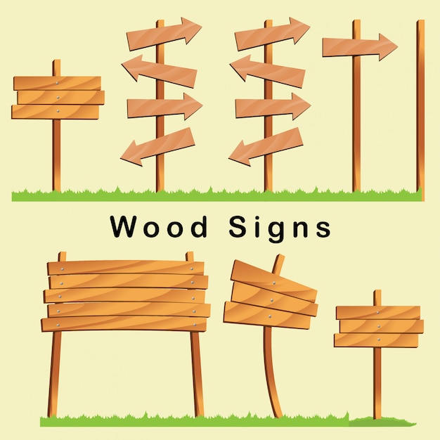 Premium Vector | Wood street signs