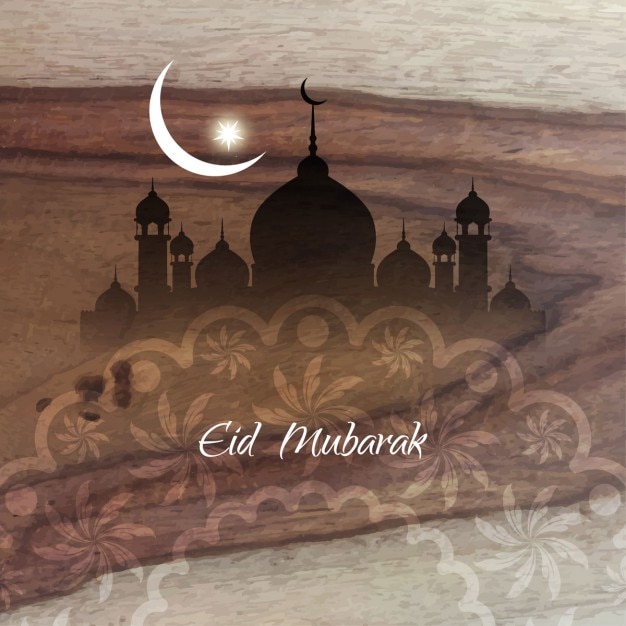 Wood texture eid mubarak background