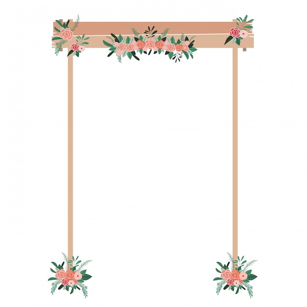 Download Wooden arch with flowers | Premium Vector