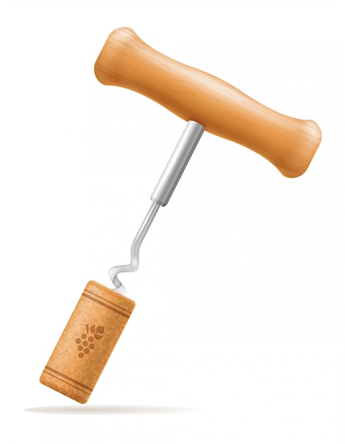 Download Premium Vector | Wooden corkscrew with cork vector ...