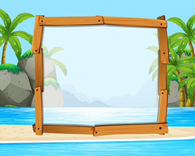 Wooden frame with ocean in background