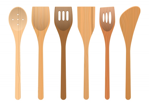 Premium Vector | Wooden kitchen utensils design illustration isolated ...