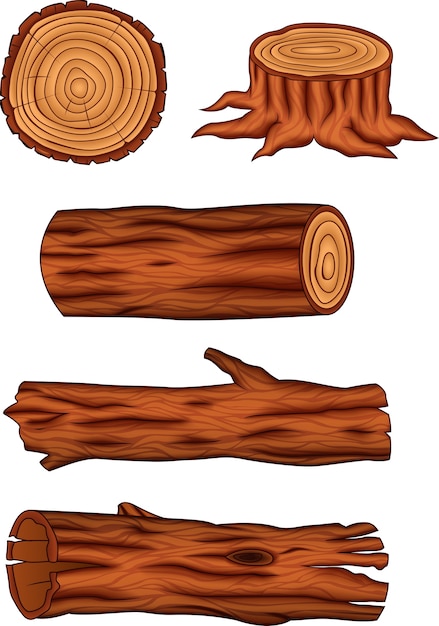 Wooden log collection set Vector | Premium Download