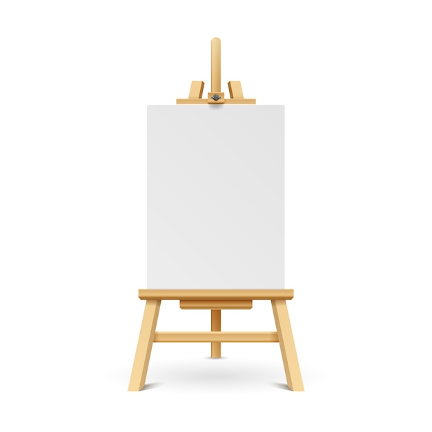 Premium Vector | Wooden paint board with white empty paper frame. art ...