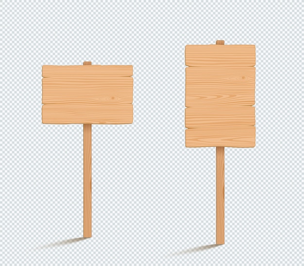 Wooden sign plain empty 3d vector illustrations Premium Vector