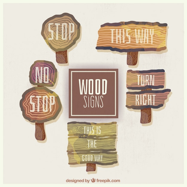 Download Wooden signs with watercolor effect Vector | Free Download