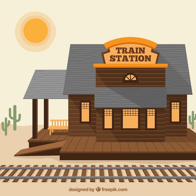 wooden train station