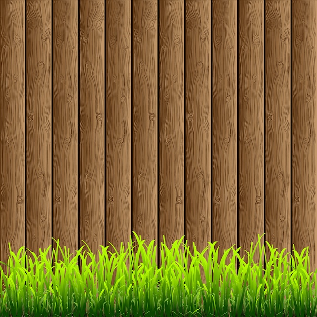Download Wooden with grass bottom border Vector | Premium Download