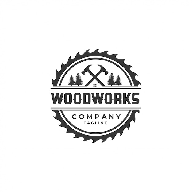 Premium Vector Woodwork Logo Design Template