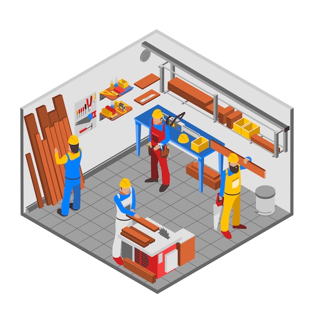 Woodwork people concept Free Vector