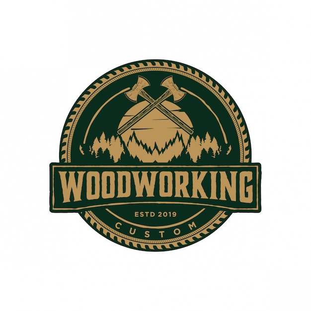 Premium Vector | Woodworking logo vintage