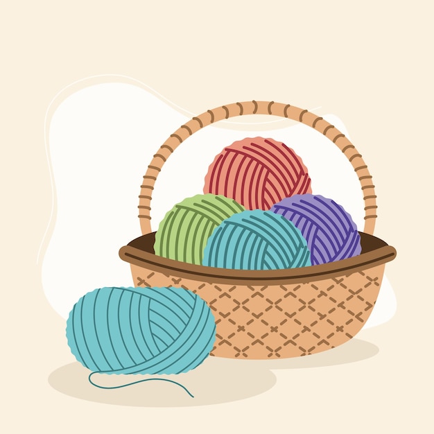 Premium Vector | Wool balls in basket