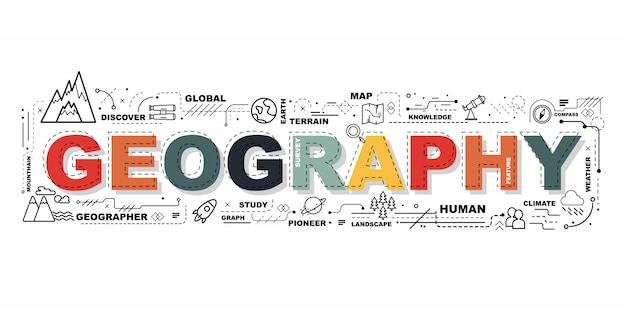 word-geography-banner-premium-vector