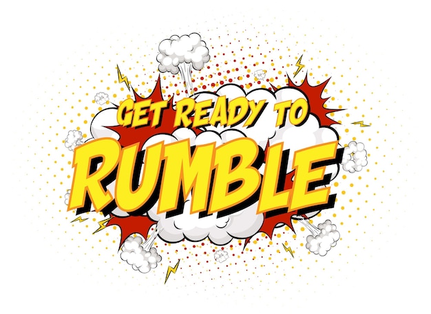 Free Vector Word Get Ready To Rumble On Comic Cloud Explosion Background