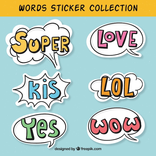 Free Vector Word sticker collection comic design