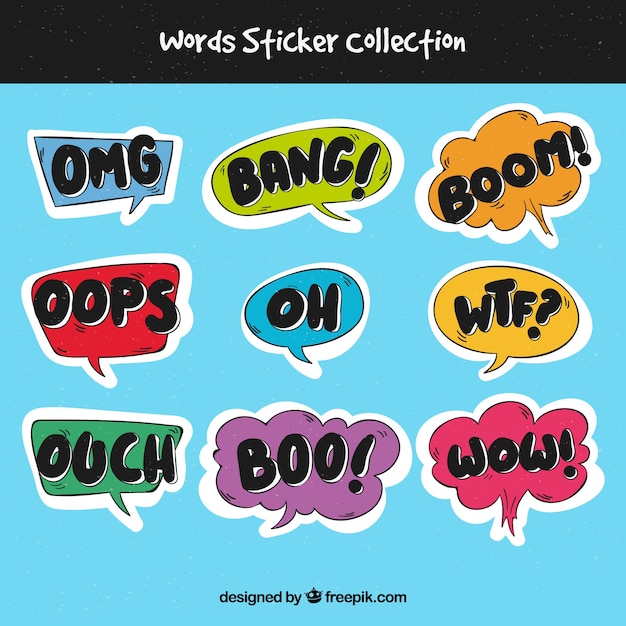  Word stickers  collection Vector Free Download