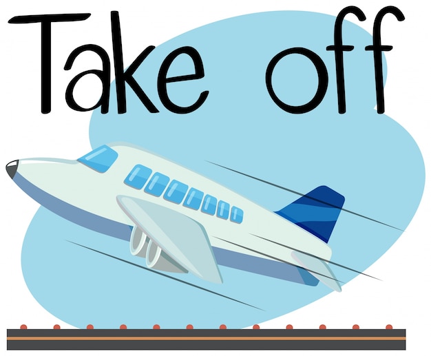 premium-vector-wordcard-for-take-off-with-airplane-taking-off