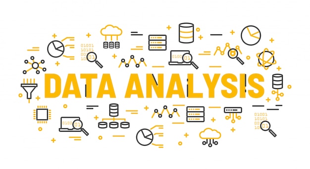 The words data analysis surrounded by icons Vector | Premium Download