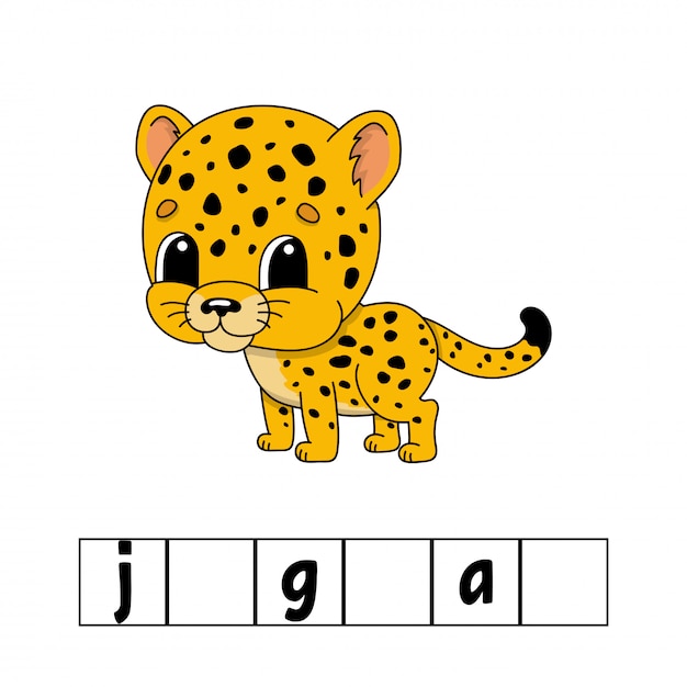 Words puzzle, jaguar. education developing worksheet. Premium Vector