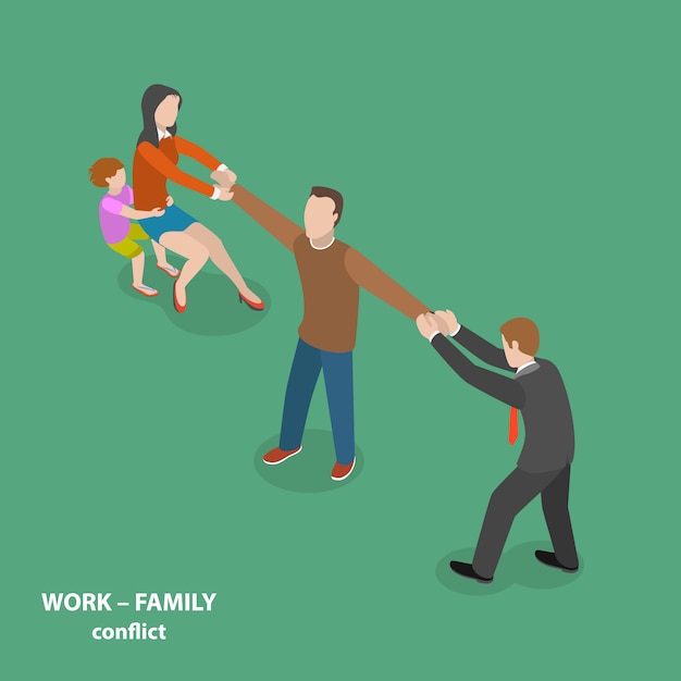 Premium Vector | Work-family Conflict Vector Flat Isometric Concept.