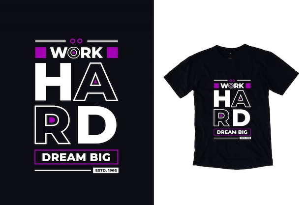 Download Work hard dream big modern typography quote | Premium Vector