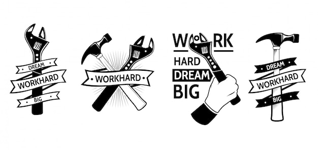 Download Work hard dream big .vintage tooling logotypes, emblems ...