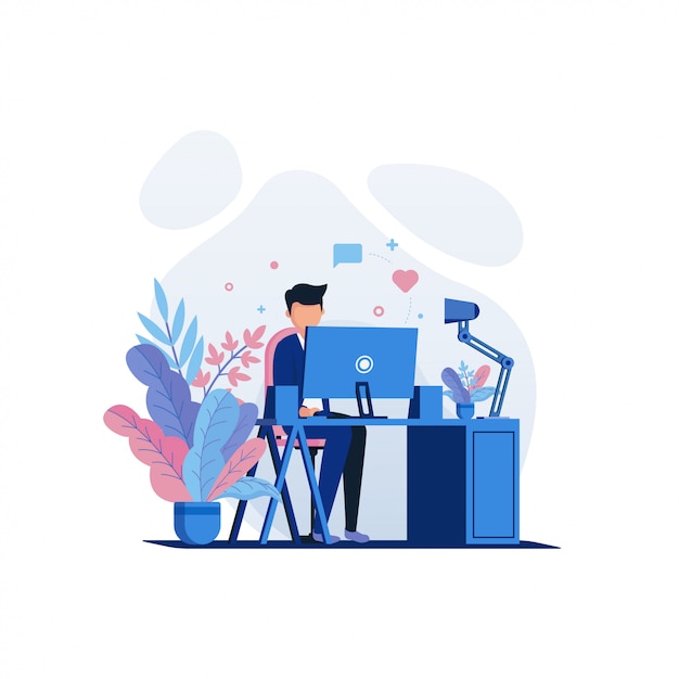 Work and office  illustration Premium Vector