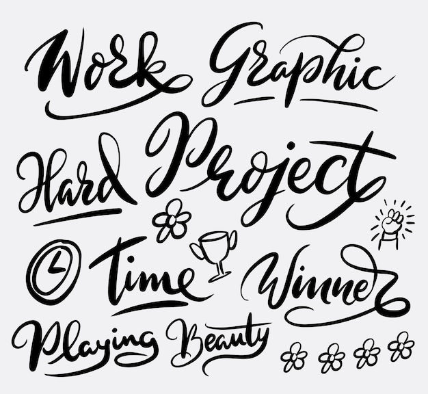 Premium Vector Work and project handwriting calligraphy