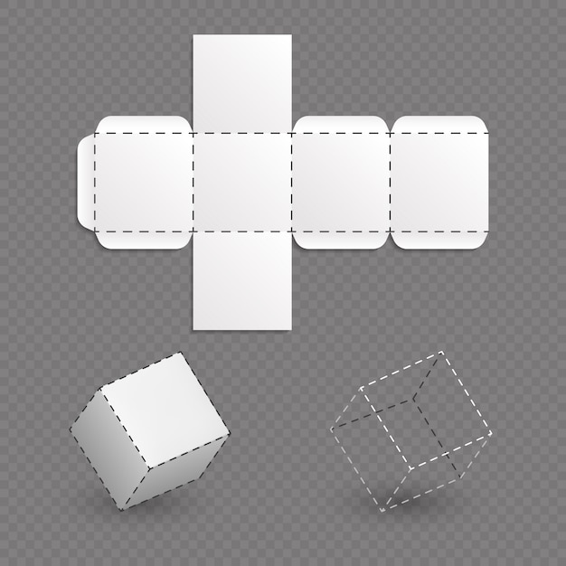 Download Work surface of box model, cube vector template. box cube ...