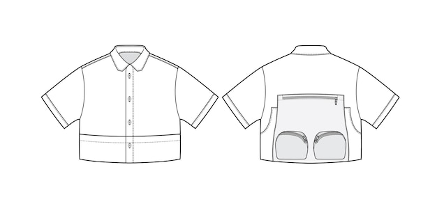 Premium Vector | Work vest cargo shirt vector fashion flat sketch