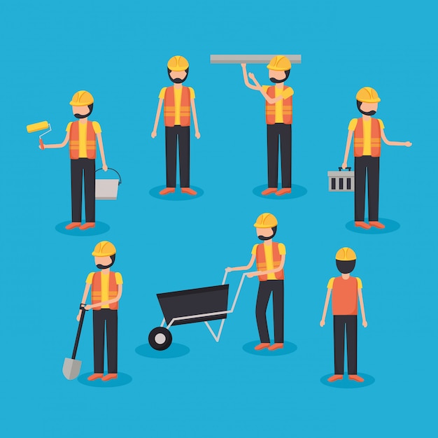 Free Vector | Worker construction equipment