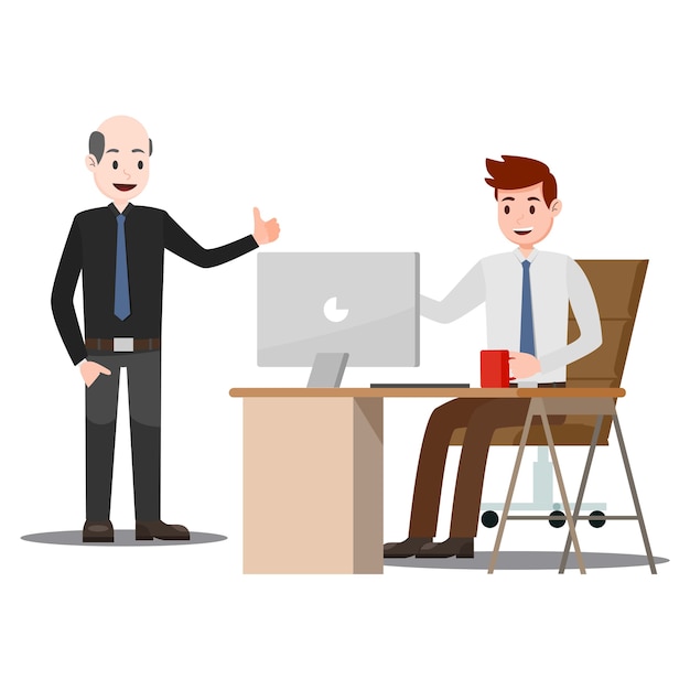 Premium Vector | Worker working on desk get compliment