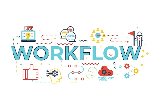 Premium Vector | Workflow word lettering illustration