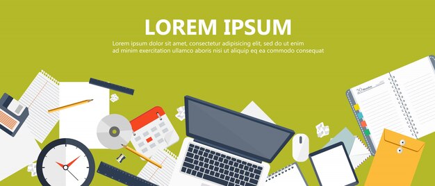 Premium Vector | Working desk banner for websites